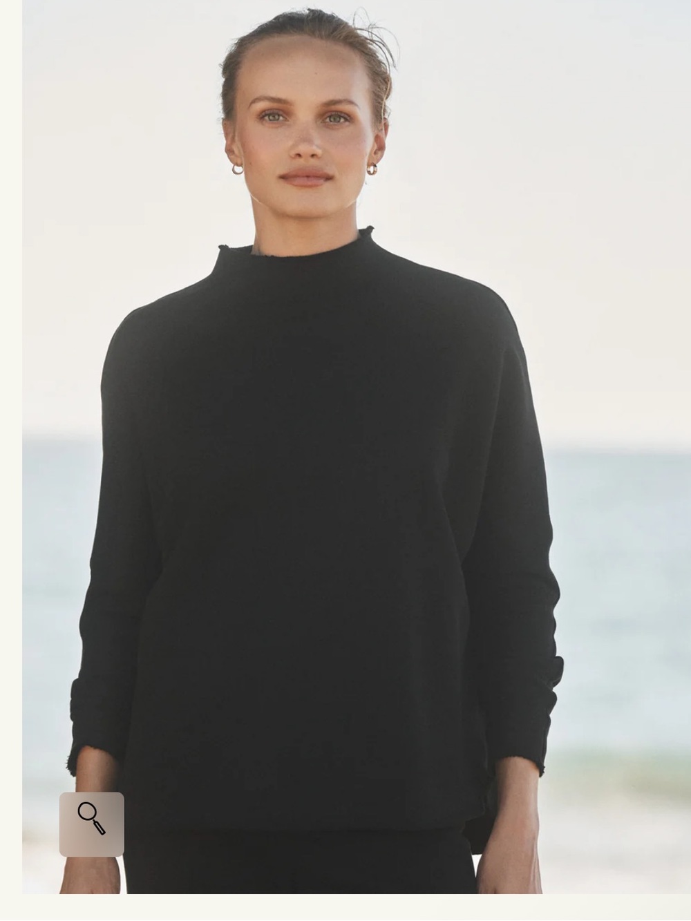Frank & Eileen Black Funnel Neck Capelet Pullover size xs
